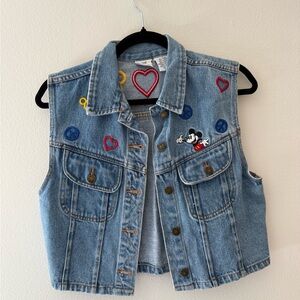 Disney Denim Vest with Embroidered Patches
